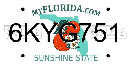 6KYG751 Florida License Plate