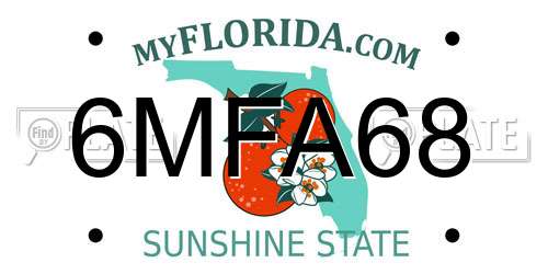 6MFA68 Florida License Plate