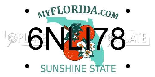 6NLI78 Florida License Plate