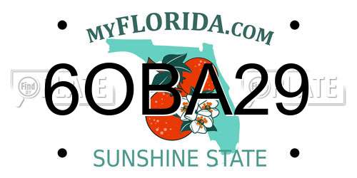 6OBA29 Florida License Plate