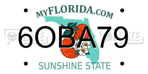 6OBA79 Florida License Plate