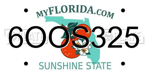 6OOS325 Florida License Plate