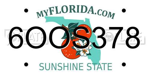 6OOS378 Florida License Plate