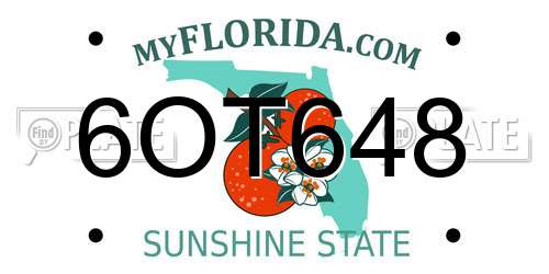 6OT648 Florida License Plate