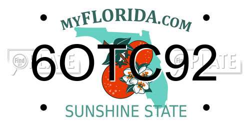 6OTC92 Florida License Plate