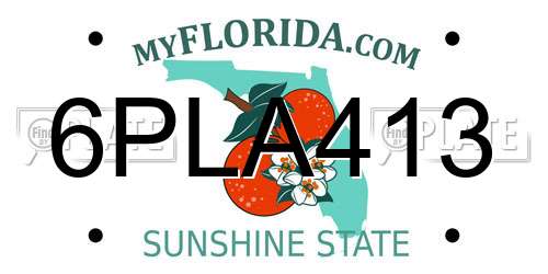 6PLA413 Florida License Plate