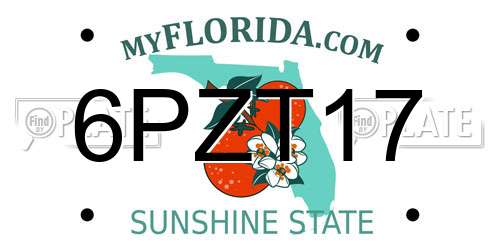 6PZT17 Florida License Plate