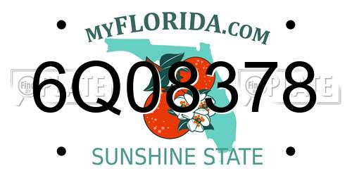 6Q08378 Florida License Plate