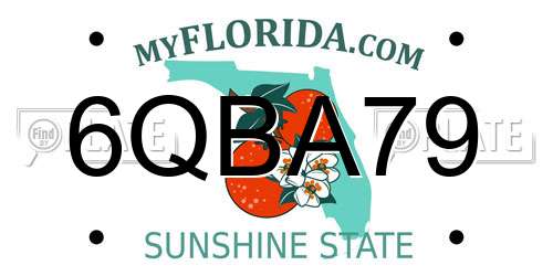 6QBA79 Florida License Plate