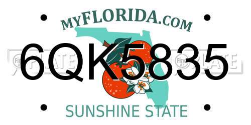 6QK5835 Florida License Plate
