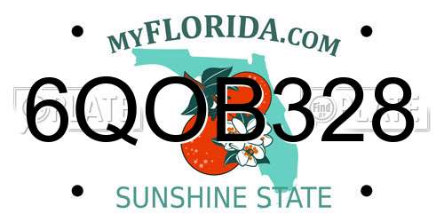 6QOB328 Florida License Plate