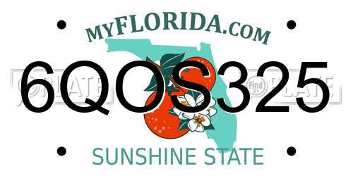 6QOS325 Florida License Plate