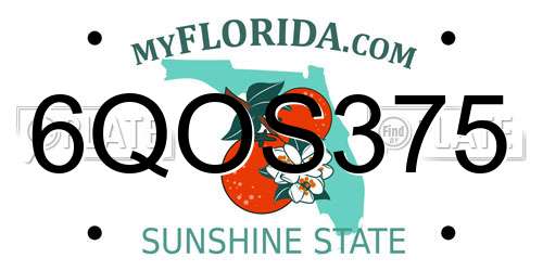6QOS375 Florida License Plate