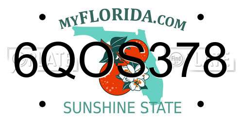 6QOS378 Florida License Plate