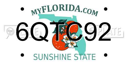 6QTC92 Florida License Plate