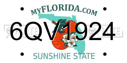 6QV1924 Florida License Plate