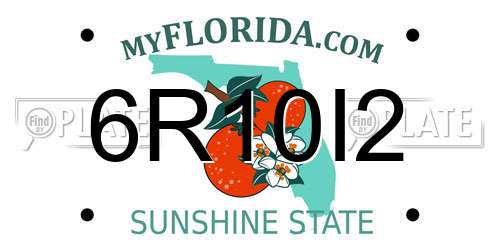 6R10I2 Florida License Plate