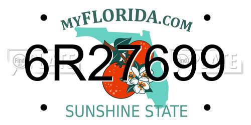 6R27699 Florida License Plate