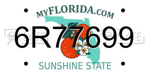 6R77699 Florida License Plate