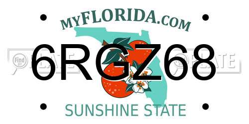 6RGZ68 Florida License Plate