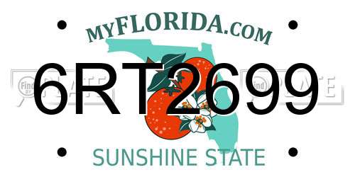 6RT2699 Florida License Plate