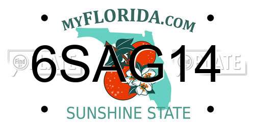 6SAG14 Florida License Plate