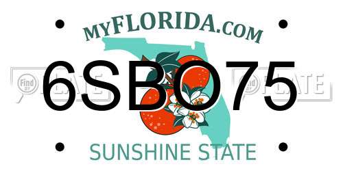 6SBO75 Florida License Plate