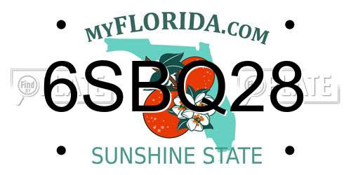 6SBQ28 Florida License Plate
