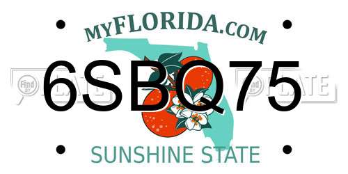 6SBQ75 Florida License Plate