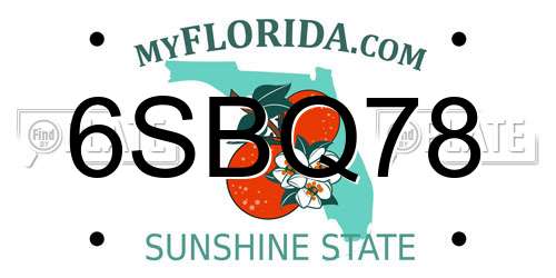 6SBQ78 Florida License Plate