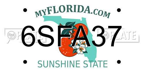 6SFA37 Florida License Plate