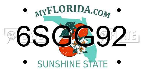 6SGG92 Florida License Plate