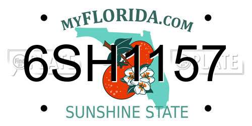 6SH1157 Florida License Plate