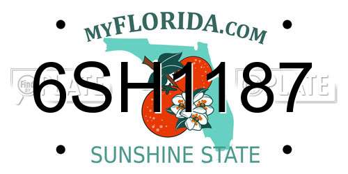 6SH1187 Florida License Plate