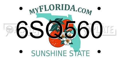 6SQ560 Florida License Plate