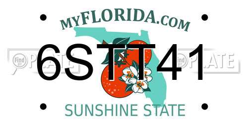 6STT41 Florida License Plate