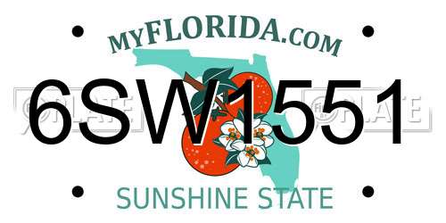 6SW1551 Florida License Plate