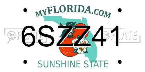 6SZZ41 Florida License Plate