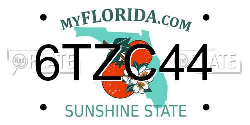 6TZC44 Florida License Plate