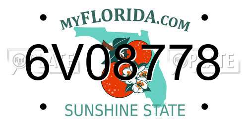 6V08778 Florida License Plate