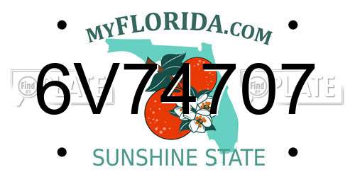 6V74707 Florida License Plate
