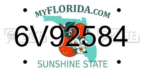 6V92584 Florida License Plate