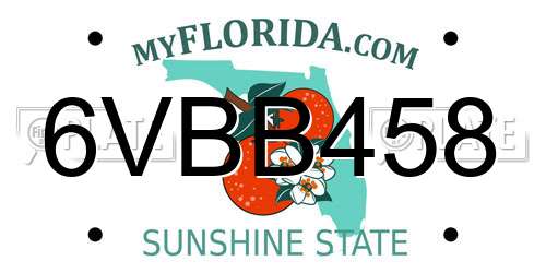 6VBB458 Florida License Plate