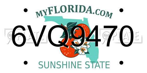 6VQ9470 Florida License Plate
