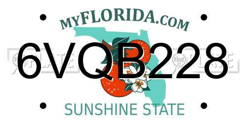 6VQB228 Florida License Plate