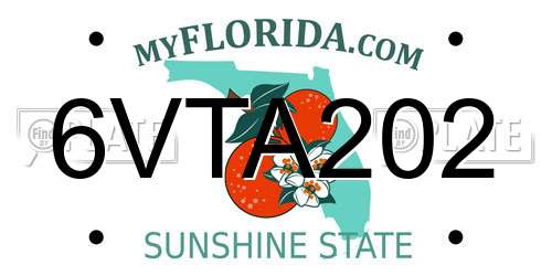6VTA202 Florida License Plate