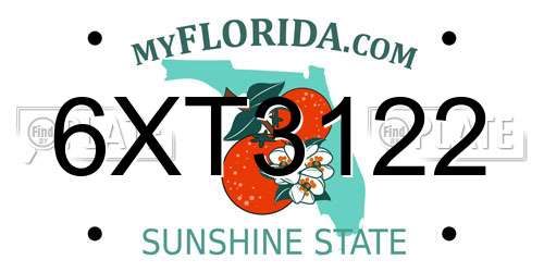 6XT3122 Florida License Plate