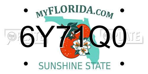 6Y71Q0 Florida License Plate
