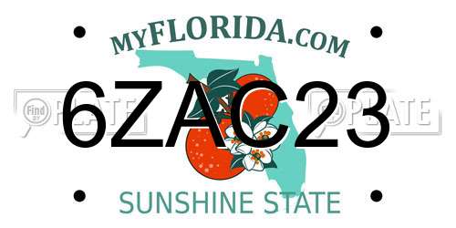 6ZAC23 Florida License Plate