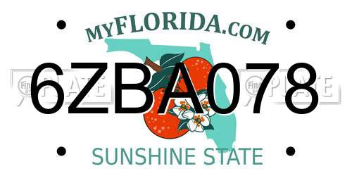 6ZBA078 Florida License Plate